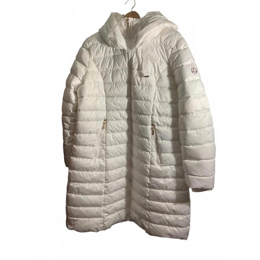 Liz Claiborne White Women's Puffer Coat with Hood XL